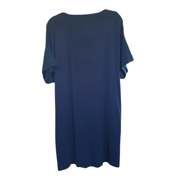 COS Sz S Jersey Knit Tee Shirt Tunic Dress Stretch Silk Drop Sleeve Pockets Blue - Picture 14 of 16